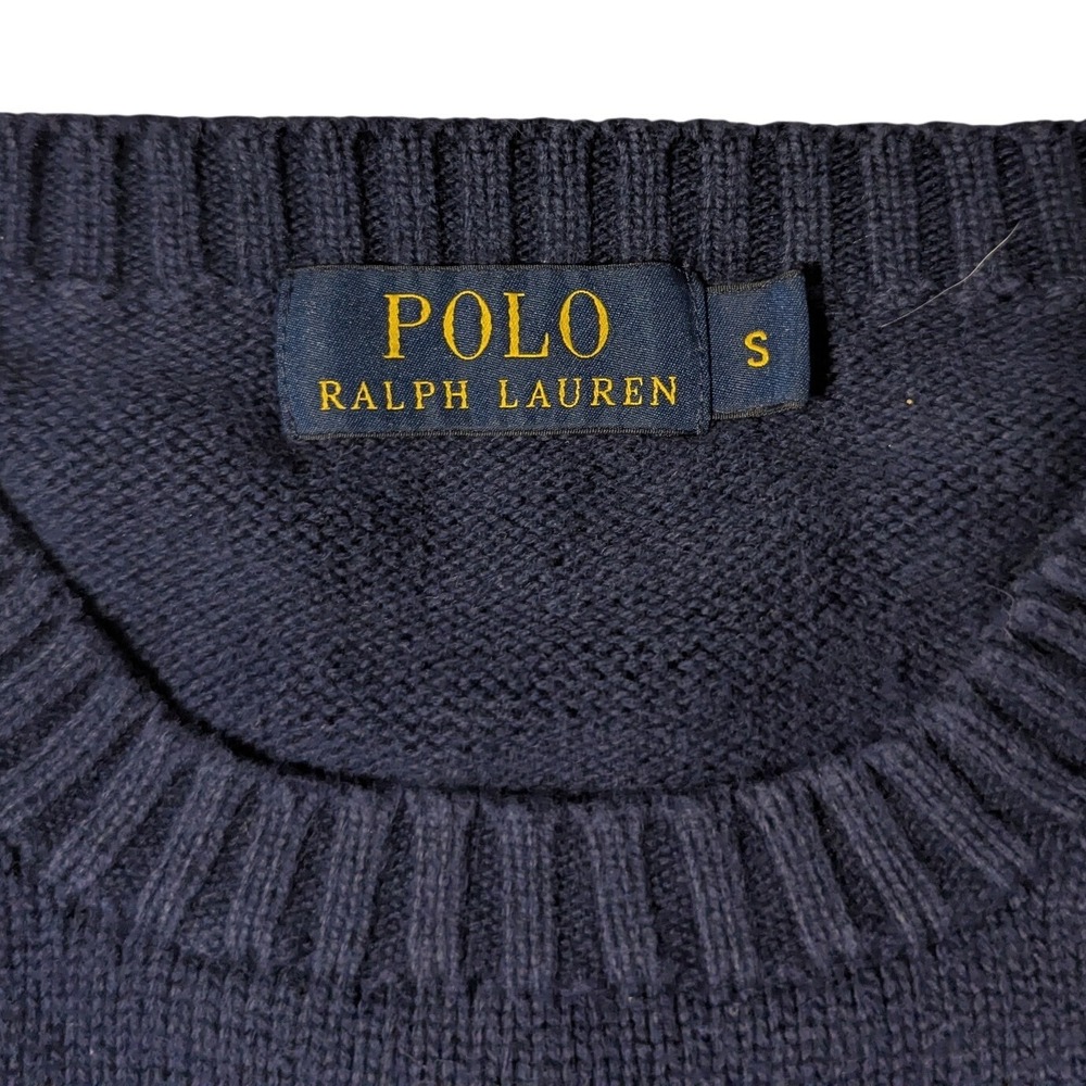Polo Ralph Lauren Men S Textured Cotton‎ Crew Neck Sweater Long Sleeve Navy Blue - Picture 7 of 12